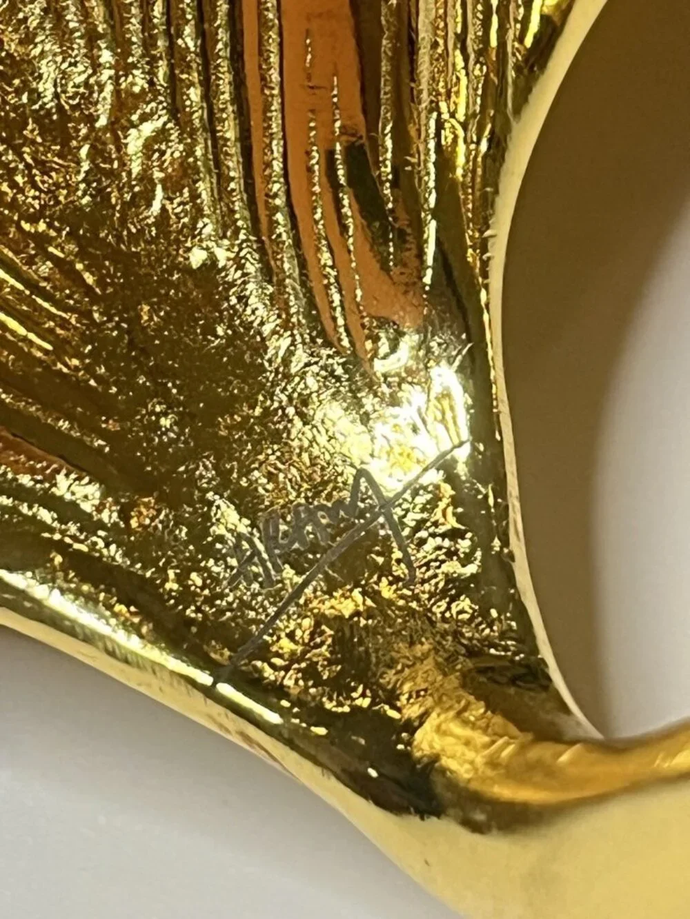 Vintage Signed Gold Tone Ginkgo Leaf Trinket Dish 6